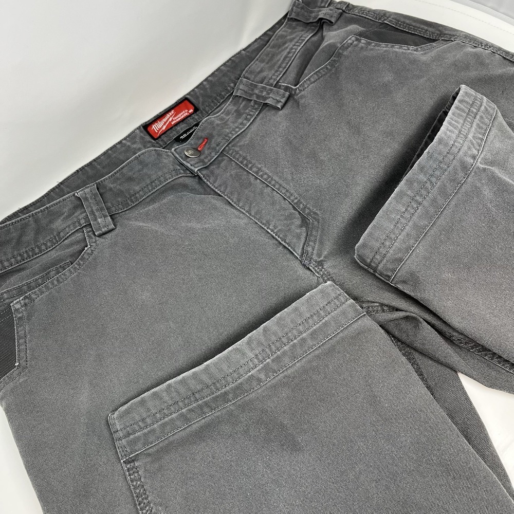 Milwaukee Work Pants Mens Gray Cargo Utility Carpenter Tool Pants Size 40x34